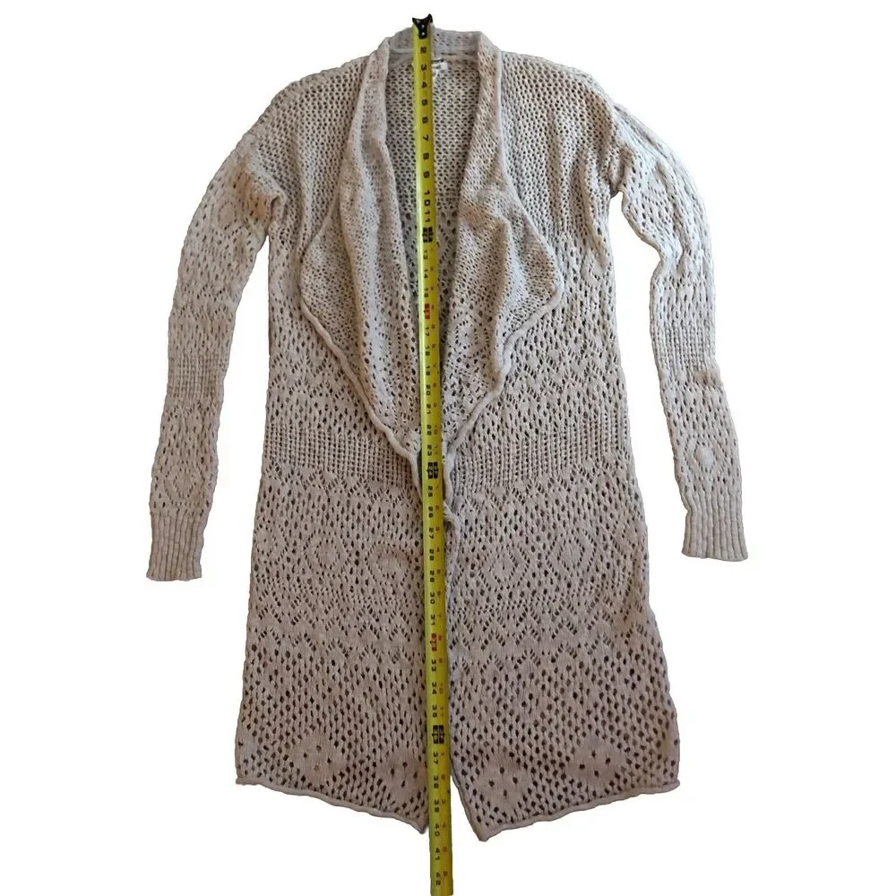 Billabong Crochet Duster Cardigan Womens Size S Cream Boho Festival Sweater